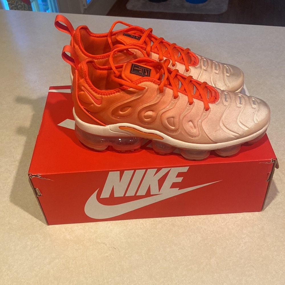 Nike Women's Orange and Pink Gradient Air VaporMax Plus Sneakers